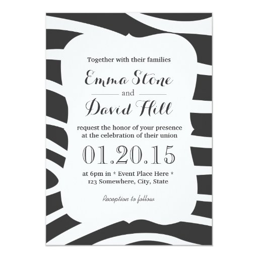 Simple Zebra Stripes Wedding 5x7 Paper Invitation Card