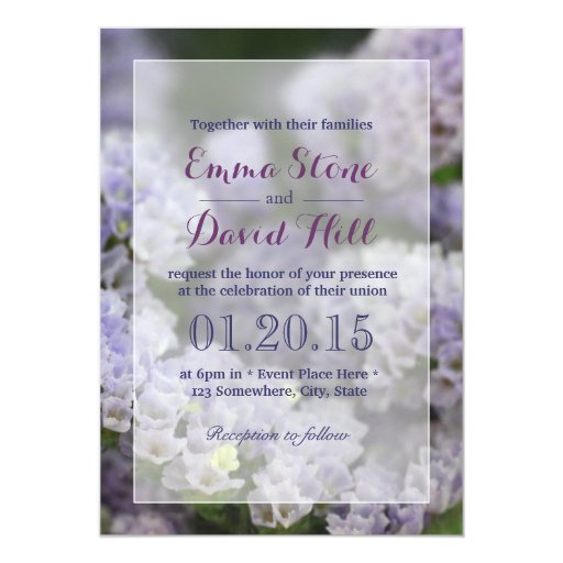Classy Violet Flowers Background Wedding 5x7 Paper Invitation Card