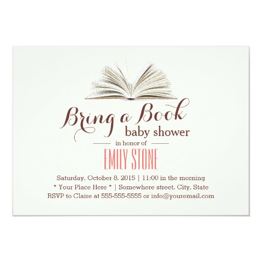 Simple Bring a Book Baby Shower 5x7 Paper Invitation Card