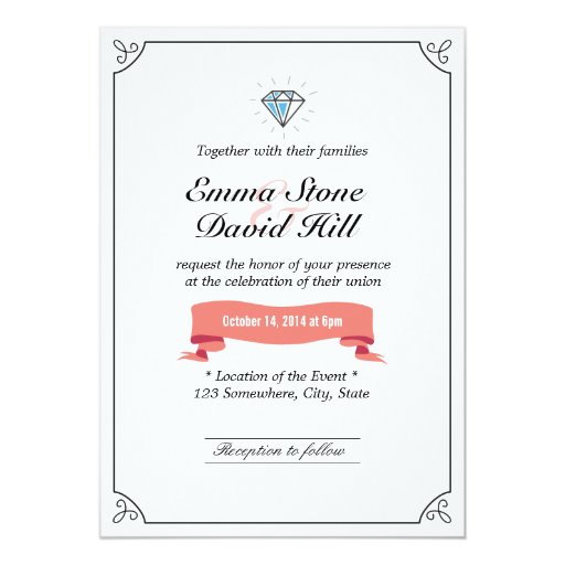 Cute Blue Diamond Stone Wedding Invitations 5" X 7" Invitation Card (front side)