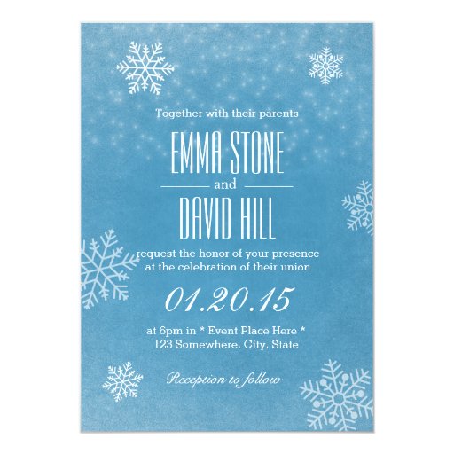 Stylish Snowflakes Winter Wedding Invitations 5" X 7" Invitation Card