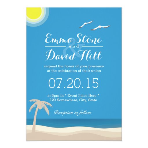 Stylish Beach Theme Summer Wedding Invitations 5" X 7" Invitation Card