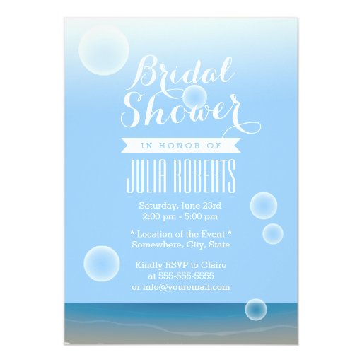 Summer Beach Bubbles Bridal Shower Invitations 5" X 7" Invitation Card
