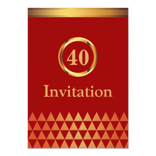 Luxury Gold Badge 40th Birthday Party Invitation 5" X 7" Invitation Card