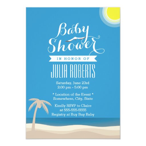 Summer Beach Theme Baby Shower Invitations 5" X 7" Invitation Card