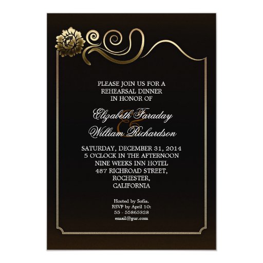 elegant rehearsal dinner invitation 5" x 7" invitation card (front side)