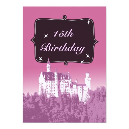 Fancy Fairytale Castle Birthday Party Invitation 5" X 7" Invitation Card (front side)