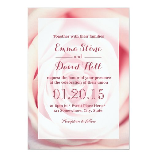 Simple Elegant Rose Wedding Invitations 5" X 7" Invitation Card