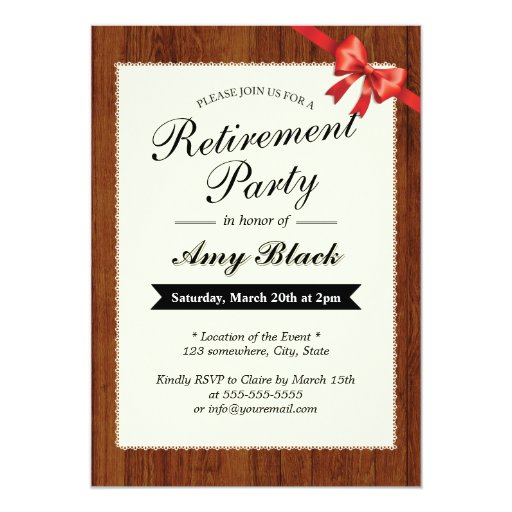 Classy Wood Texture Retirement Party Invitations 5" X 7" Invitation Card (front side)