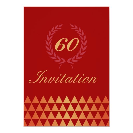 Luxury Red & Gold 60th Birthday Party Invitation 5" X 7" Invitation Card (front side)
