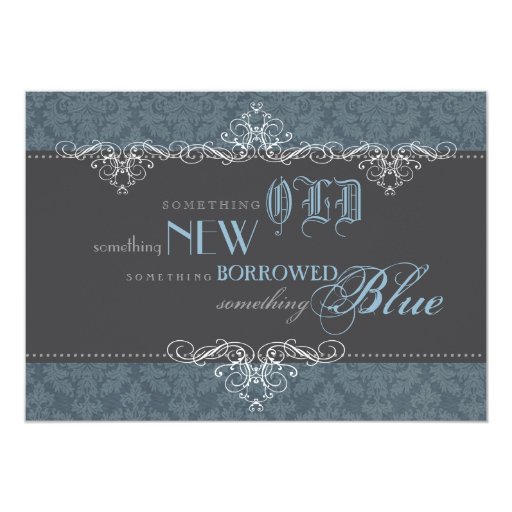 Something Blue Elegant Bridal Shower Invitation 5" X 7" Invitation Card