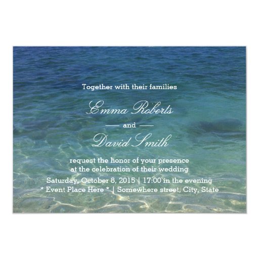 Blue Ocean Beach Destination Wedding Invitations 5" X 7" Invitation Card