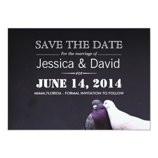 Classy Love Birds Save the Date Invitation 5" X 7" Invitation Card (front side)