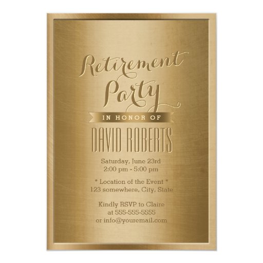 Elegant Framed Bronze Retirement Party Invitations 5" X 7" Invitation Card (front side)