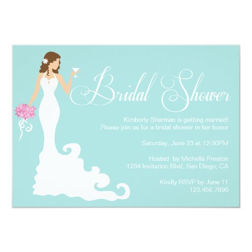 Chic Teal Modern Bride Posh Bridal Shower Invite 5" X 7" Invitation Card (front side)
