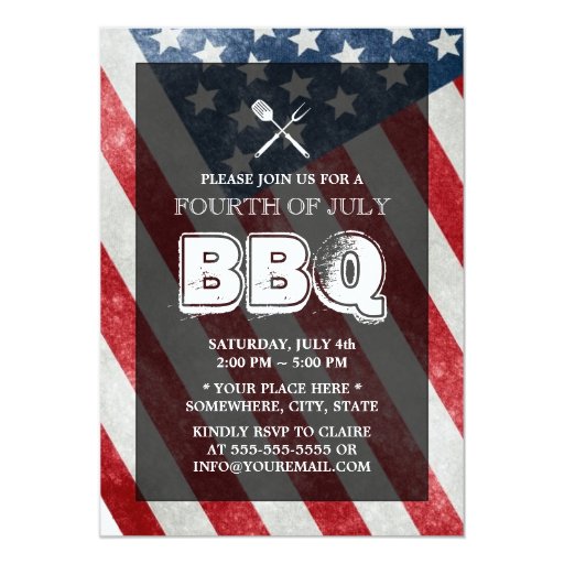 Annual July 4th BBQ Party Invitations 5" X 7" Invitation Card (front side)