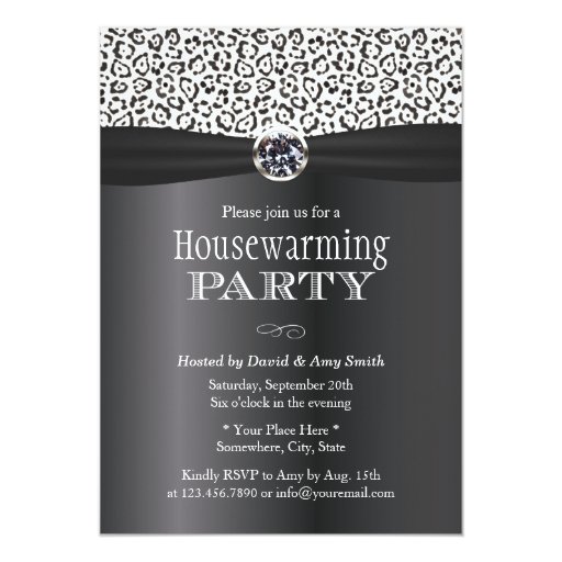 Modern Snow Leopard Print Housewarming Party 5x7 Paper Invitation Card (front side)