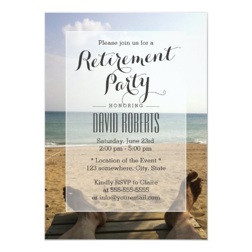Retire on the Beach Retirement Party Invitations 5" X 7" Invitation Card (front side)
