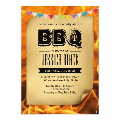Vintage Baby Shower BBQ Party Invitations 5" X 7" Invitation Card (front side)