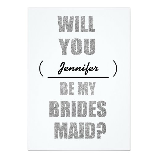 Modern Glitter Will You Be My Bridesmaid Invite 5" X 7" Invitation Card