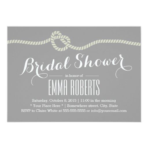 Heart Shape Rope Knot Bridal Shower Invitations 5" X 7" Invitation Card