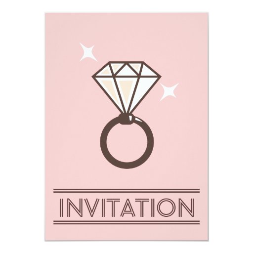 Simple Big Diamond Ring Pink Wedding Invitations 5" X 7" Invitation Card