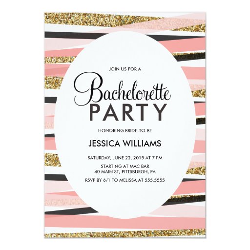 Glitter Bachelorette Party Invitation 5" X 7" Invitation Card