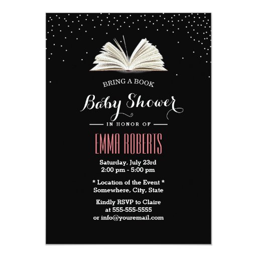 Confetti Dots Bring a Book Baby Shower Invitations 5" X 7" Invitation Card