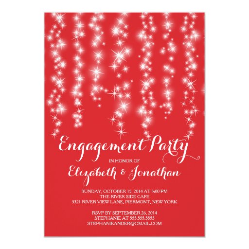 Modern Twinkle Lights Engagement Party 5x7 Paper Invitation Card (front side)
