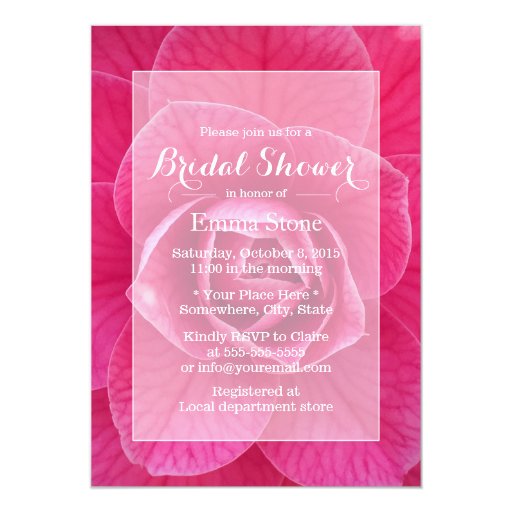 Classy Pink Floral Bridal Shower Invitations 5" X 7" Invitation Card