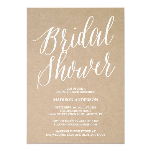 Modern Script | Bridal Shower Invitation 5" X 7" Invitation Card (front side)