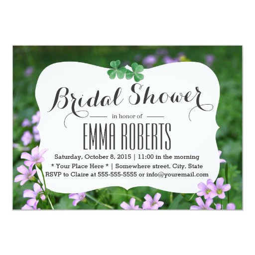 Cute Shamrock Flowers Spring Bridal Shower 5x7 Paper Invitation Card