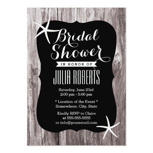Rustic Beach Driftwood Bridal Shower Invitations 5" X 7" Invitation Card (front side)