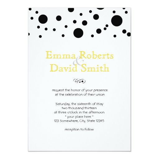 Modern Abstract Black Dots Wedding Invitations 5" X 7" Invitation Card