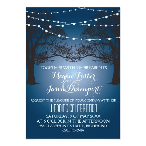 String light and tree modern wedding invitation 13 cm x 18 cm invitation card