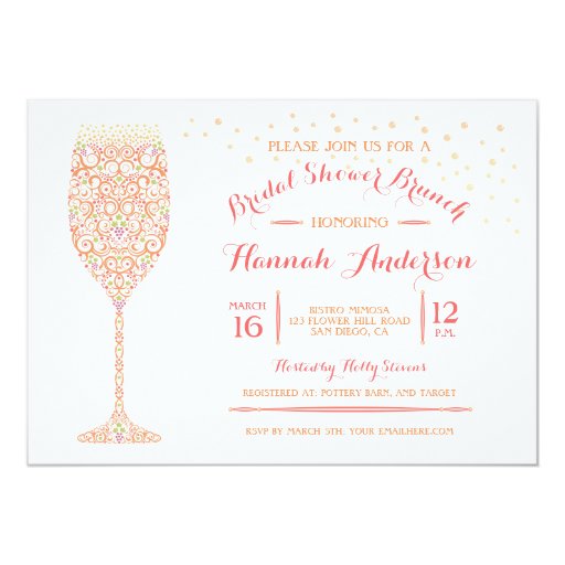 Lacy Champagne Bridal Shower Brunch Invitation 5" X 7" Invitation Card