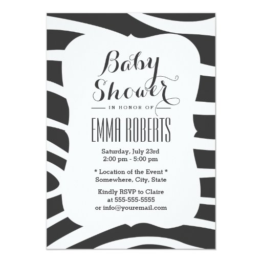 Simple Zebra Stripes Baby Shower 5x7 Paper Invitation Card