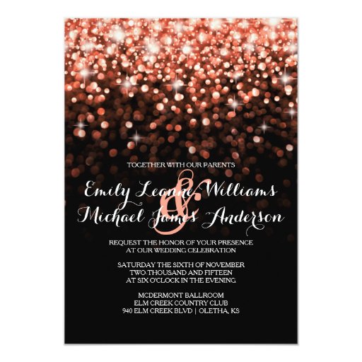 Pink Glitter Sparkles Elegant Wedding Invitation 5" X 7" Invitation Card
