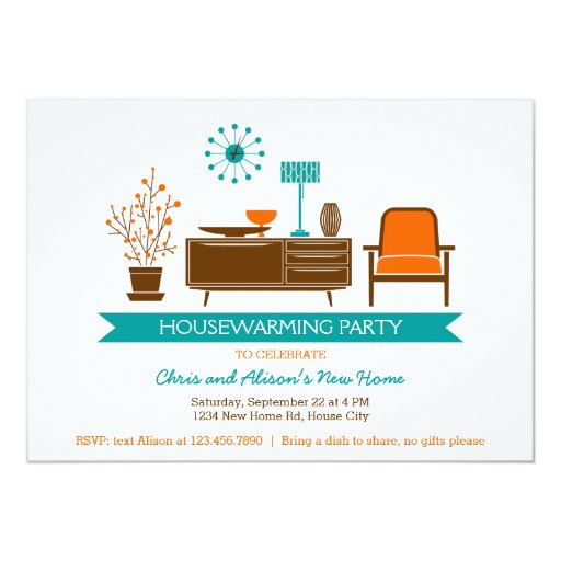 Modern Furniture Housewarming Party Invitation 5" X 7" Invitation Card (front side)