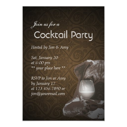 Sir Pug House warming Cocktail Party Invitations 5" X 7" Invitation Card (front side)