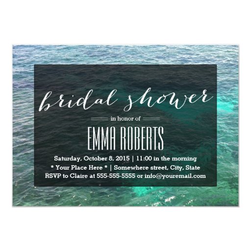 Tropical Lagoon Blue Water Bridal Shower 5x7 Paper Invitation Card