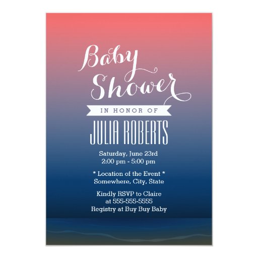 Elegant Pink & Blue Twilight Baby Shower 5x7 Paper Invitation Card
