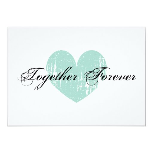 Elegant teal heart engagement party invitations 5" x 7" invitation card (front side)