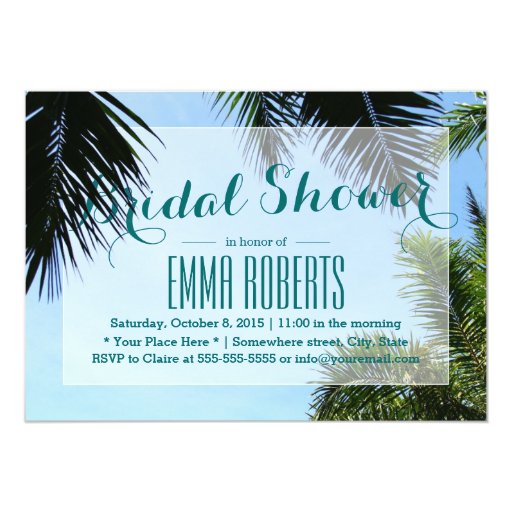Palm Tree Beach Bridal Shower Invitations 5" X 7" Invitation Card