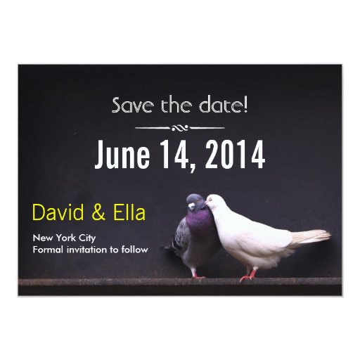Classy Dark Love Birds Save the Date Invitation 5" X 7" Invitation Card (front side)