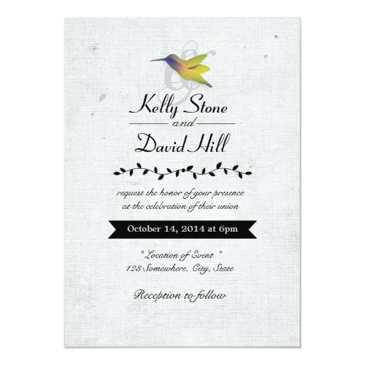 Classy Hummingbird Wedding Invitations 5" X 7" Invitation Card