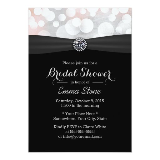 Modern Silver & Black Diamond Bridal Shower 5x7 Paper Invitation Card