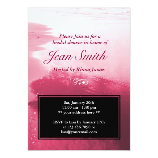 Dream Pink Beach Seaside Bridal Shower Invitation 5" X 7" Invitation Card (front side)