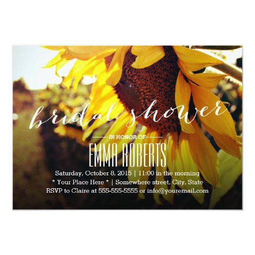 Yellow Sunflowers Bridal Shower Invitations 5" X 7" Invitation Card