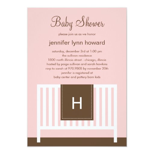 Modern Nursery Baby Shower Invitation (Pink) 5" X 7" Invitation Card